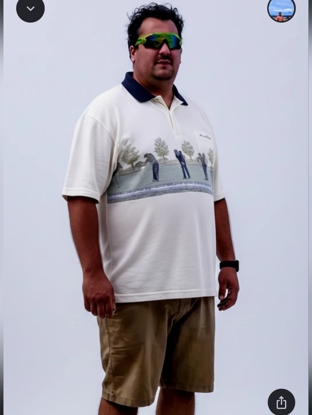 Golf Shirt BLUE BEIGE from ARUBA size XL Cotton Great Shape